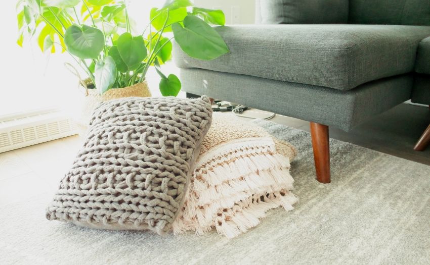 textured cushion and blanket
