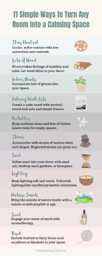 how to create a calming space infographic