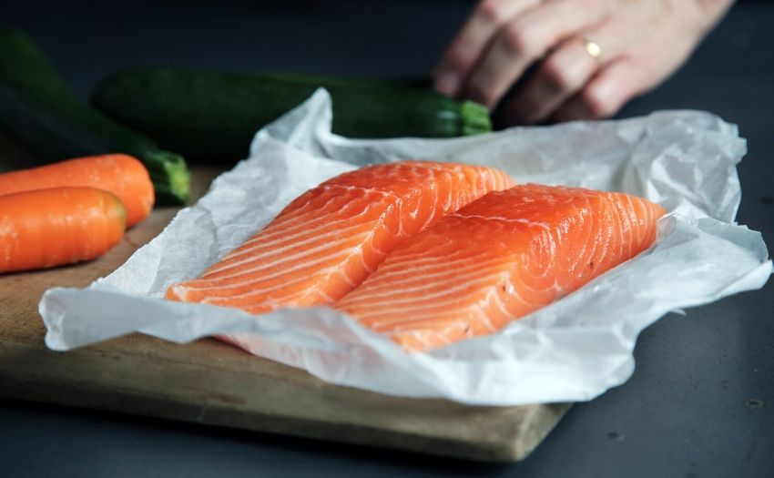 fillets of salmon on a counter