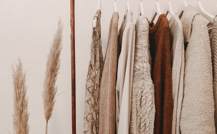 clothes hanging on a rack