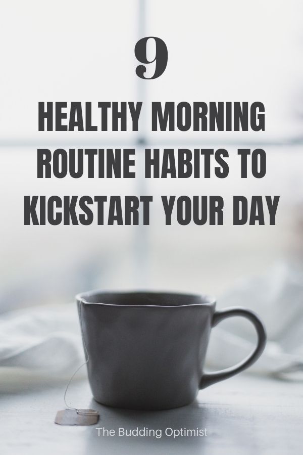 Healthy morning routine Pinterest image